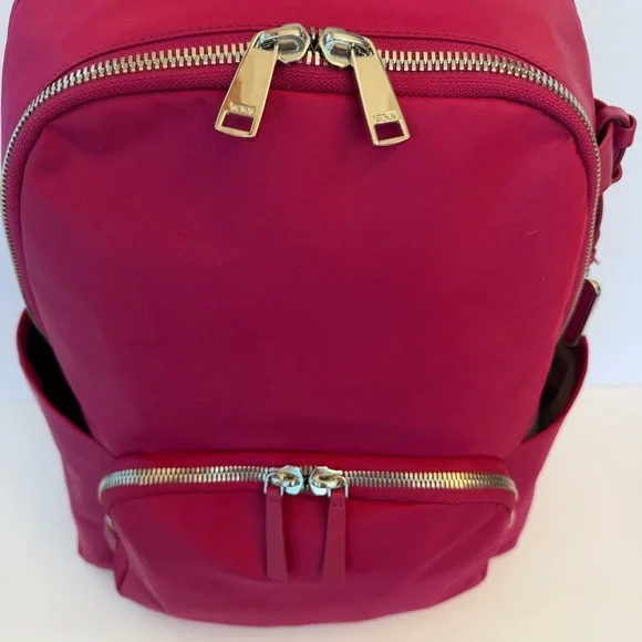 Tumi Voyageur Rosie Nylon Backpack in Berry Fushia with laptop compartment - Picture 3 of 11